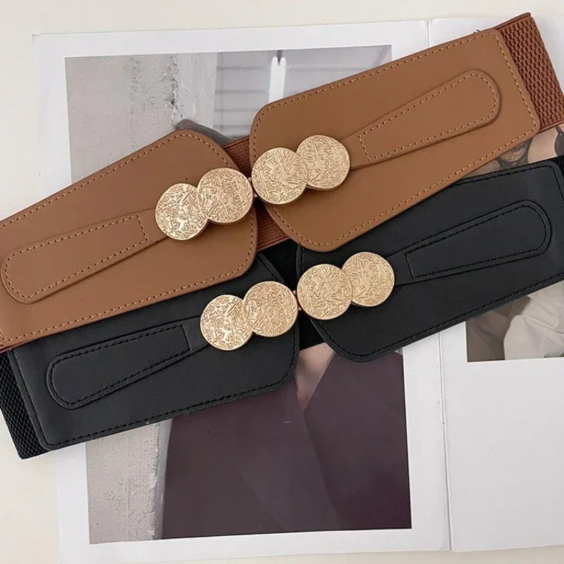 Luxury ladies wide belt elastic vintage b