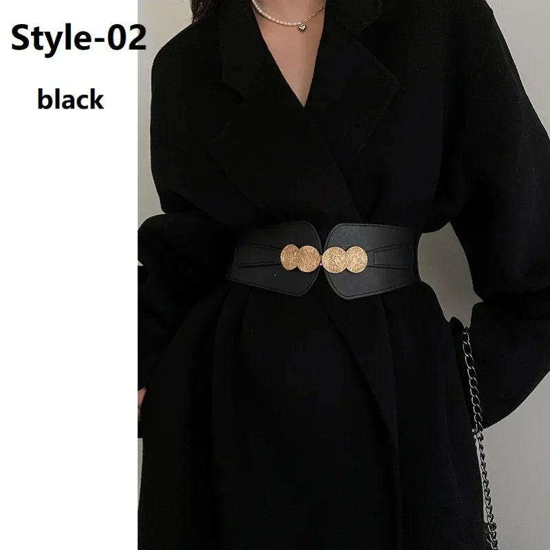 Luxury ladies wide belt elastic vintage b