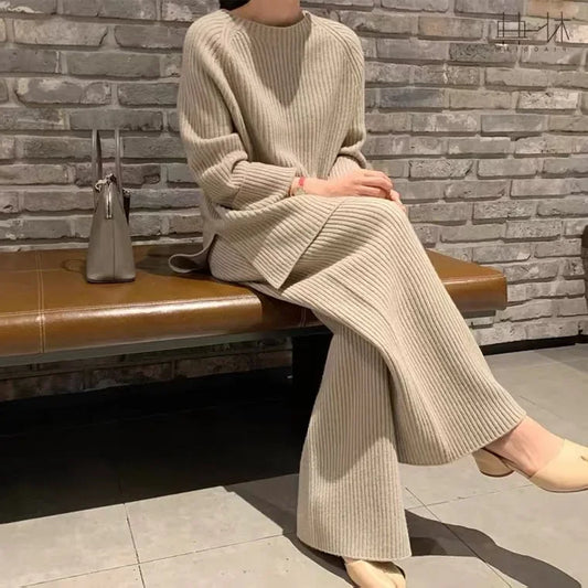 Age-reducing 2-piece Set Women's Knit Sweater