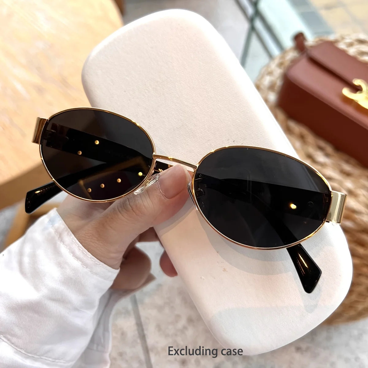 Oval Sunglasses for Women Men Trendy Metal